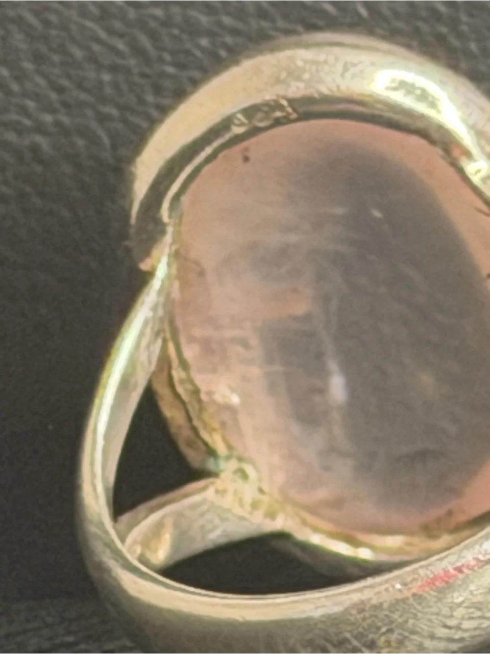 Sterling Silver Natural Rose Quartz Oval Cabochon Ring